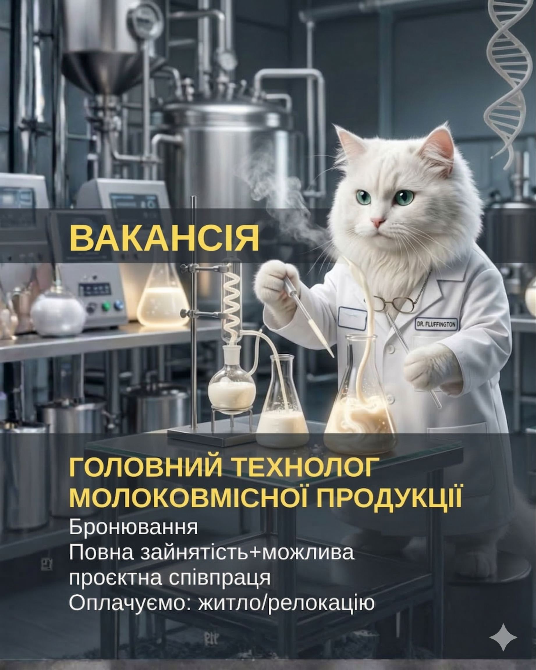 Вакансія: Головний технолог молоковмісної продукції (Харківська обл., Мерефа)