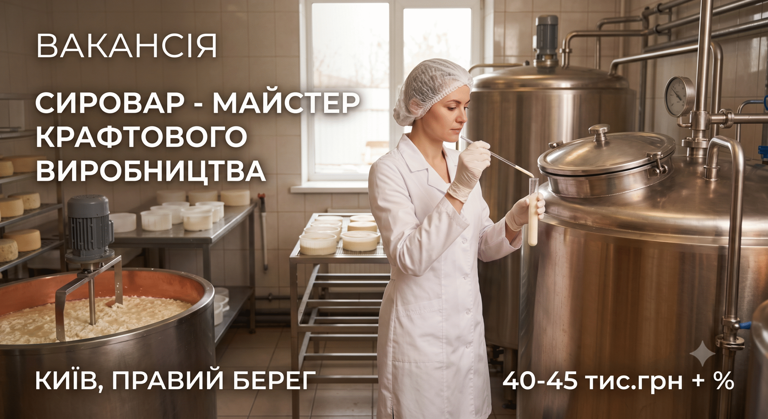 Вакансія: Технолог молочного виробництва (сировар)у відому мережу винних маркетів , Київ
