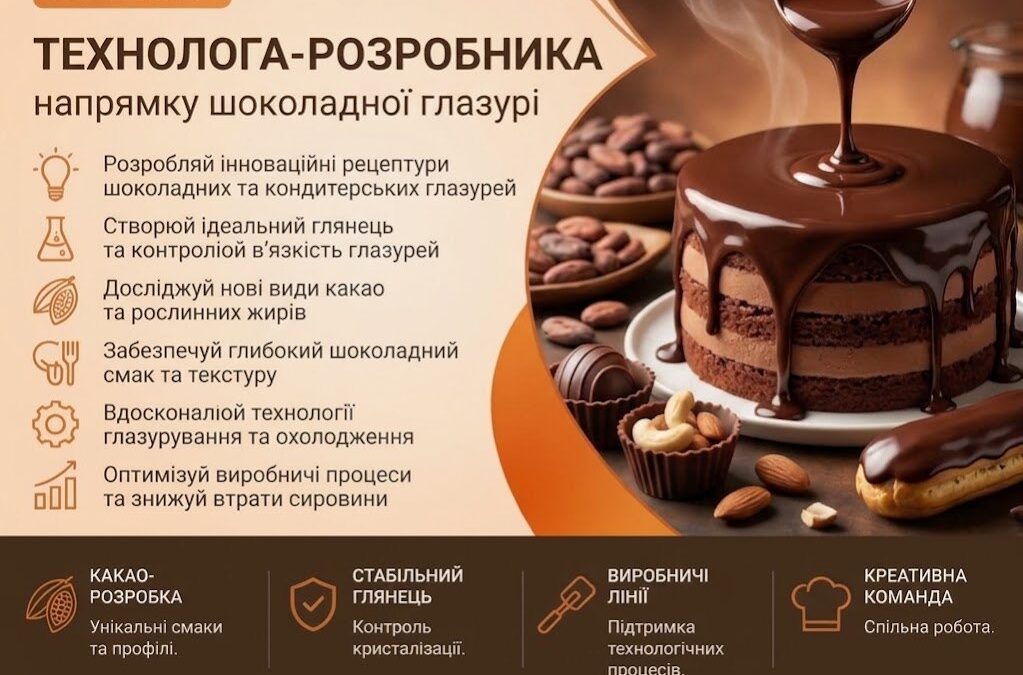 Вакансія технолога-розробника напрямку шоколадної глазурі компанії BALEX.